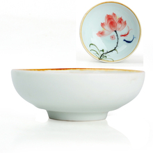 Bone china tea cup set,kung fu cup tea set,chinese tea cups,pu er teacups,Handpainted lotus,6pcs,high quality