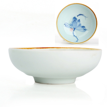 Bone china tea cup set,kung fu tea set,chinese tea cups,pu er teacups,Handpainted lotus,6pcs,high quality