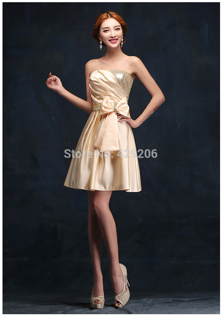 Summer-short-prom-dresses-2015-Best-selling-Elegant-Srapless-With-Bow ...