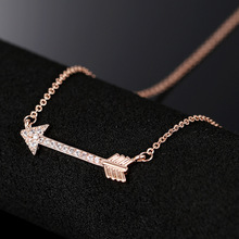 The arrow of Cupid Delicate and shining AAA zircon crystal Rose Gold plated Pendant Necklaces for