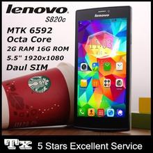 DHL Free Original Lenovo S820c MTK6592 OctaCore 4G Cell Phone 13.0MP 2G RAM 16G ROM 5.5″ Android 4.4 WCDMA Dual SIM Mobile Phone