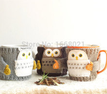 New Handmade Mom Desgin Heat Insulation Cup Cover Chocolate Penguin Sweater Cup Sleeve with Arms and Pocket  Mug Eco-friendly