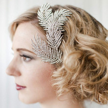 New Bridal Headwear Wedding Hair Accessories Rhinestone Feather Hairpins Head Jewelry