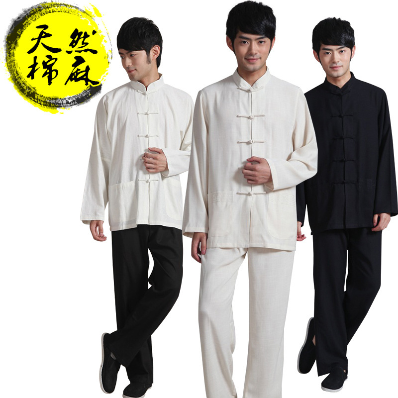 chinese traditional men clothing kung fu uniform Chinese Style Mandarin Collar Men s Long Sleeve Kung