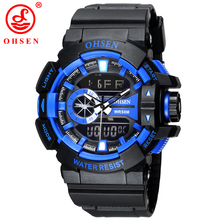 Ohsen marca deportiva Relojes Mens Relojes LED Digital reloj Relogio Masculino moda Casual militar del ejército del cuarzo hombres reloj de pulsera