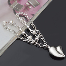 Sterling Silver Heart Pendant Necklace for Women Men Necklace Silver Fashion Jewlery