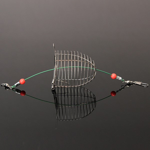 Small Bait Cage Fishing Trap Basket Feeder Holder Stainless Steel Wire Fishing Lure Cage Fish Bait