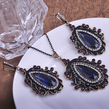 Fashion Retro Turkish Emerald jewelry Sets Turkey Vintage Antique Gold ...