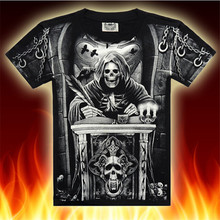 Summer 2015 Men Clothes 3D Digital T Shirt Grim Reaper Pattern Cotton Streetwear Short Sleeve Tees EUrope Size S-XXXL MT050