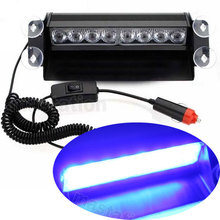 Red Blue 8 LED High Power Strobe Flash Warning EMS Police Car Light Flashing Firemen Fog