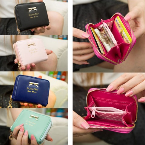 Free Shipping New Fashion Lady Women Leather Wallet Zip Around Wallet Card Holder Handbag gib