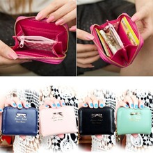 Free Shipping New Fashion Lady Women Leather Wallet Zip Around Wallet Card Holder Handbag gib