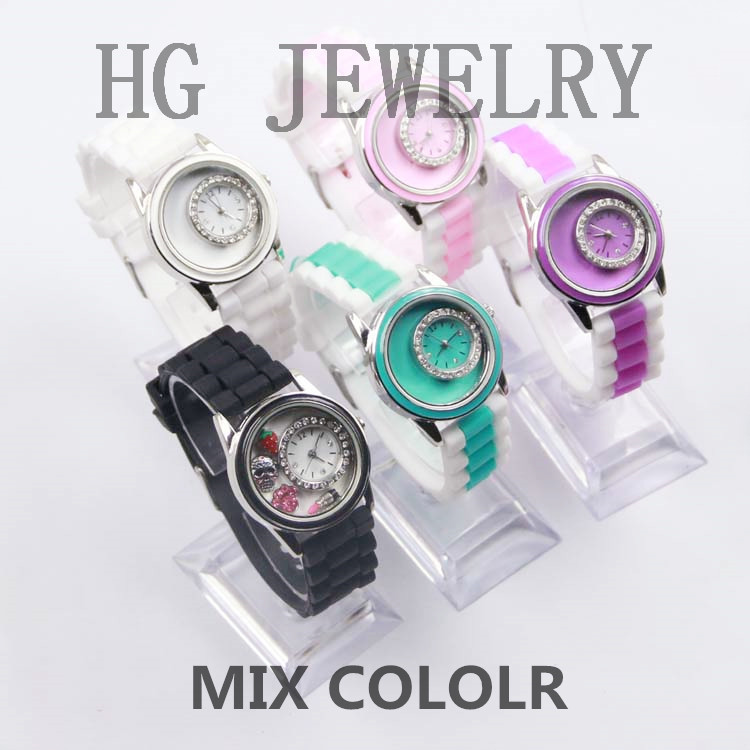 2015 Free Shipping MIX 5 colors floating charm locket watch new design wristwatches diy charm watch