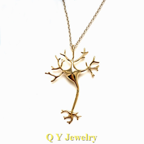 Science Jewelry Hippie Chic Neuron Brain Nerve Cell Necklace Colar Boho Neuron Necklaces Ladies Fashion Neclaces