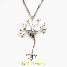 Science Jewelry Hippie Chic Neuron Brain Nerve Cell Necklace Colar Boho Neuron Necklaces Ladies Fashion Neclaces