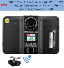 Latest 7 inch GPS Navigation Android AVIN Rearview Camera DVR WiFi Anti Radar Detector FM 1080P