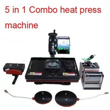 5 in 1 combo heat sublimation machine mug heat press machine 220/110V t-shirt heat transfer machine DHL free shipping