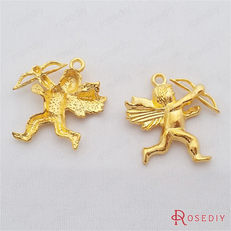  29259 20PCS 26 26MM Gold Color Plated Zinc Alloy Cupid Angel Charms Diy Jewelry Findings