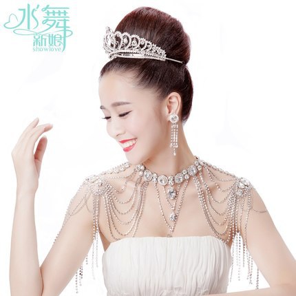 Free shipping luxury wedding dress shoulder chai Fringed epaulets rhinestone marriage jewelry