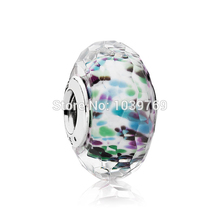 Teal Sea Glass Beads Fits Pandora Bracelets Authentic 925 Sterling Silver Sea Murano Charm Bead Diy Spring Necklace Jewelry 2015