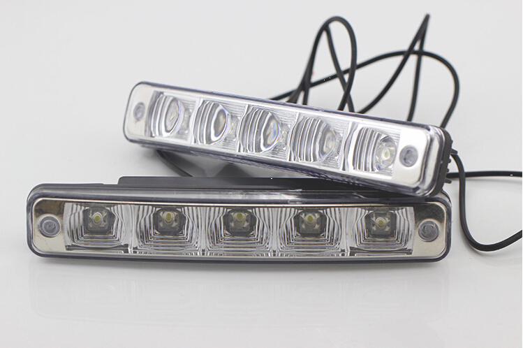1 pair Waterproof 5 LED DRL LED Car Driving fog lamps parking Lights led Daytime Running
