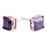 New Fashion Women Jewelry Princess Cut Unique Black Spinel 925 Silver Stud Earrings Whlesale Free Shipping