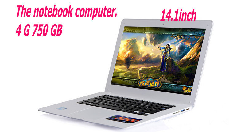 14inch Ultra low cost quad core laptop computer 4G750GB camera WiFi