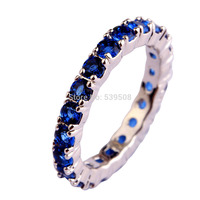 Luxuriant Series Sapphire Quartz 925 Silver Ring Size 6 7 8 9 10 11 12 13 Fashion Women Jewelry Rings Wholesale Free Shipping