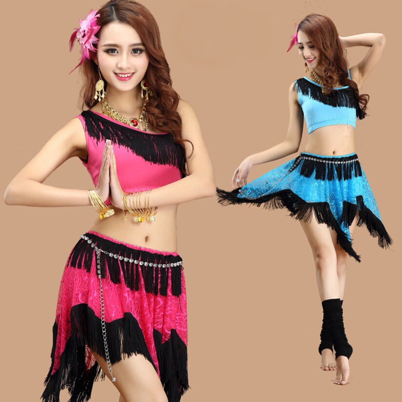 2015 Summer New Sexy Indian Arab Belly Dance Costumes Set Performance Exercises Dancewear Gypsy Skirt Danza