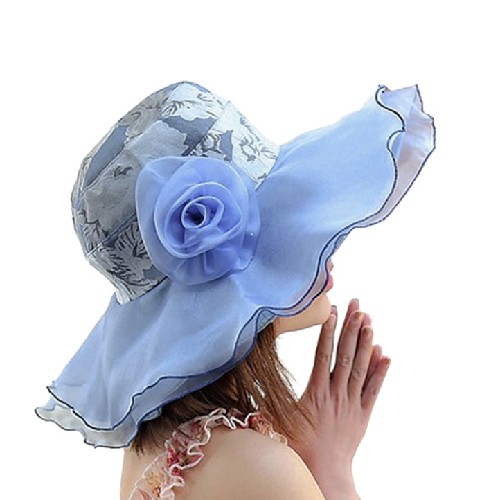 Купить Недавно дизайн-женщины цветочные широкими полями шляпа шифон ...