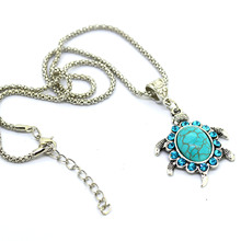 Female Tortoise Pendant Drop Necklace Silver Plated Green Turquoise Exquisite Costume Accessory Women statement necklace Jewelry