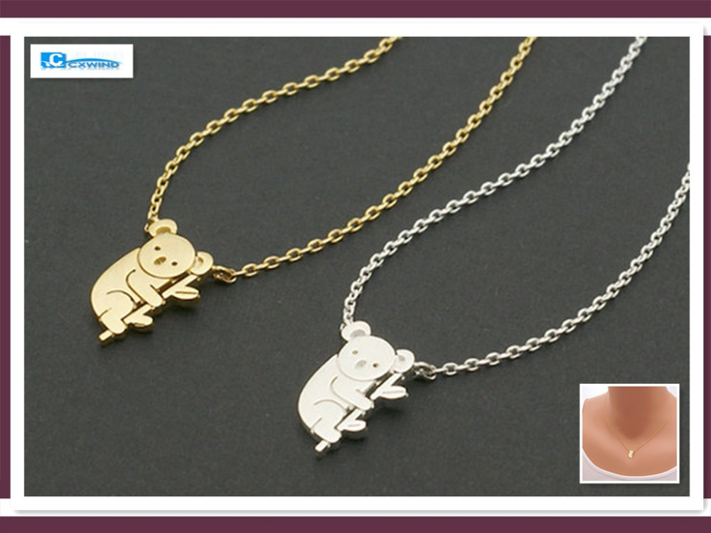 Aliexpress Brand Gold Silver Koala Necklace Jewlery Australian Koala Bear Necklace Women Fine Jewelry Sale necklace