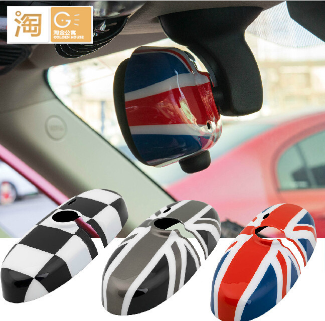 2007 2013 MINI cooper interior rear view mirror cover for countryman clubman union jack checker flag