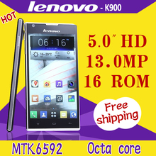 Octa core 5.0” QHD Screen 13MP Android 4.4 cell phone 2G RAM 16G ROM Original Lenovo k900 t+ MTK6592 1920×1080 mobile phone