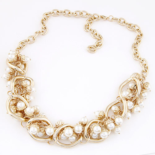 Fashion Jewlery Gold Plated Chain Choker Statement Necklace for Women Vintage Pearl Necklaces Pendants collier femme