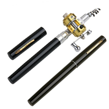 Unique Sale Black Mini Pocket Aluminum Alloy Pen Fishing Rod Pole Reel
