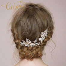 Free Shipping 2pcs set Gold Plated Crystal and Shell Flower Wedding Girls Hair Comb