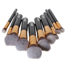 Portable Professional 10Pcs Makeup Brushes Sets Black Soft Beauty Synthetic Foundation Powder Hair Make up Tools