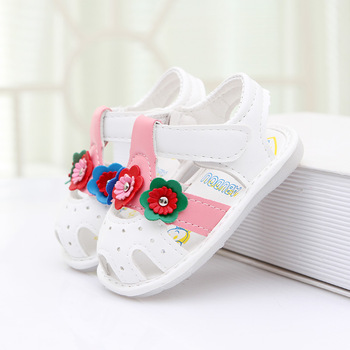 2015 бренд девочек сандалии ребенок сначала ходунки цветочные обувь мягкой подошвой мини-доказательства красочные детские девушка обувь бесплатная доставка