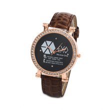 2015 Luxury Elegant EXO Women Watch Stainless steel Famous Brand Leather Wristwatch Fashion Ladies Dress Watch