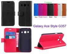 2015 New Ultra-Thin PC+Leather Case For Samsung Galaxy Ace Style G357 Stand Wallet Book Case Flip Cover Mobile Phone Accessories