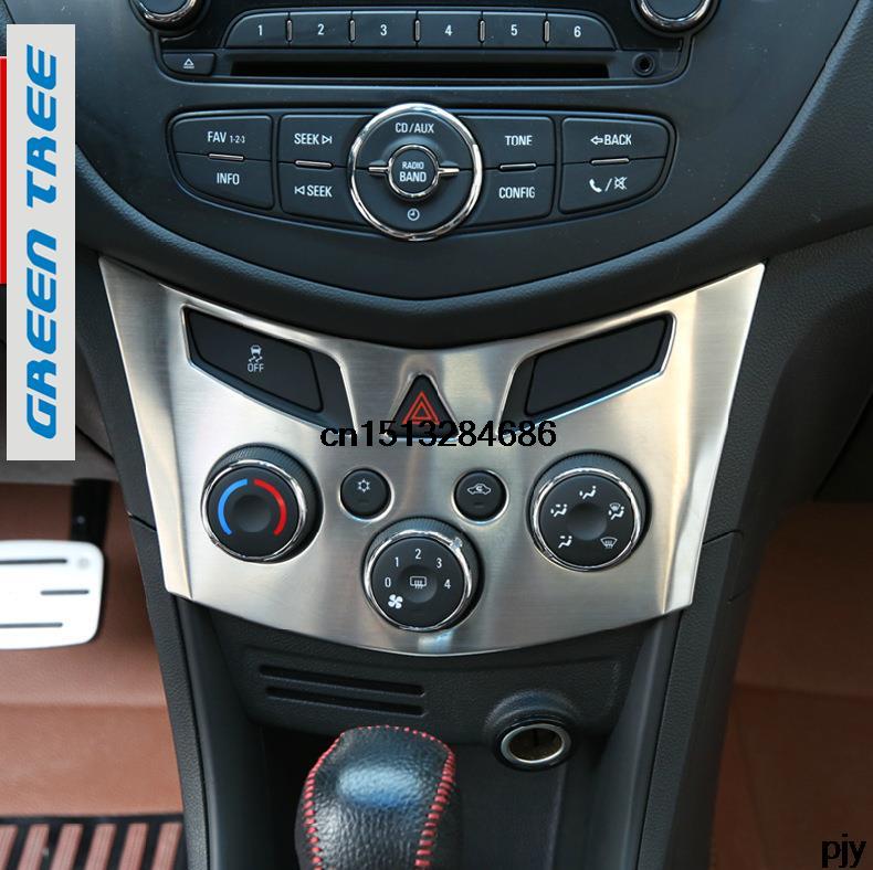 High quality Car Air conditioning adjustment control panel Stainless steel decoration trim for Chevrolet Trax 2014