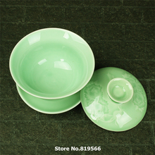New Chinese Longquan Ceramic Kung Fu Gaiwan Celadon Porcelain Tea Cup Bone China Set Drinkware Service