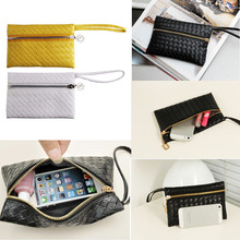 HOT Women’s Weave Zipper Wallet Coin Credit Card Holder Mini Zero Purse Bag High Quality Free Shipping Mail EMS DHL