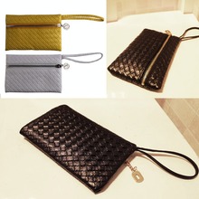 HOT Women s Weave Zipper Wallet Coin Credit Card Holder Mini Zero Purse Bag High Quality