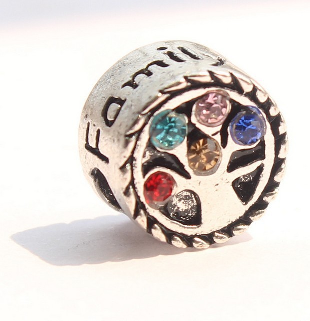 NEW Free Shipping 1PC silver Plated Bead European Colorful Crystal Family Tree Love Bead Fit Pandora