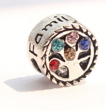 NEW Free Shipping 1PC silver Plated Bead European Colorful Crystal Family Tree Love Bead Fit Pandora Bracelet & Necklace