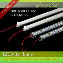 5pcs*50cm Factory Wholesale 50CM DC 12V 36 SMD 5630 LED Hard Rigid LED Strip Bar Light with U Aluminium shell +pc cover