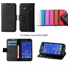 2015 Smooth Pattern PC Leather Case For Samsung Galaxy Core Prime G360F Stand Wallet Book Cases