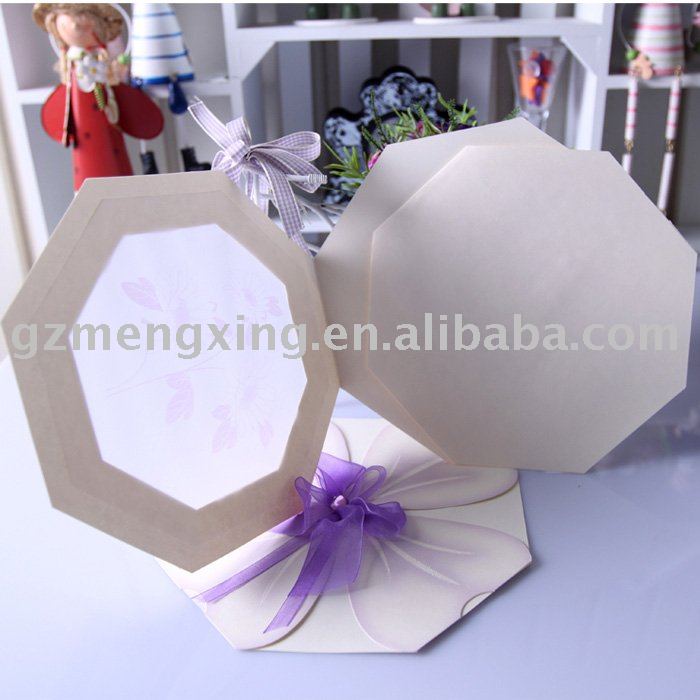  including inner paperpurple wedding card with Ribbon decorate